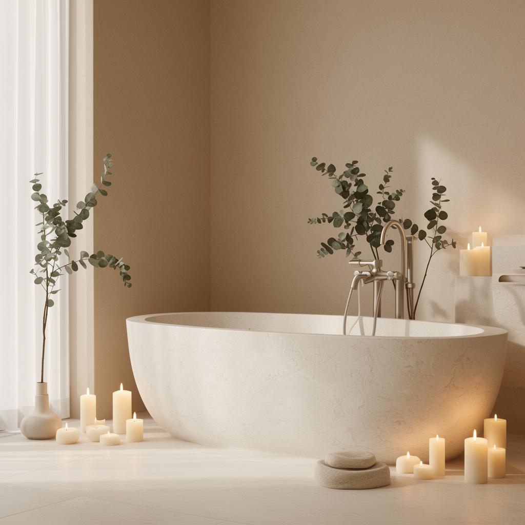 Luxury spa retreat with freestanding tub and zen decor