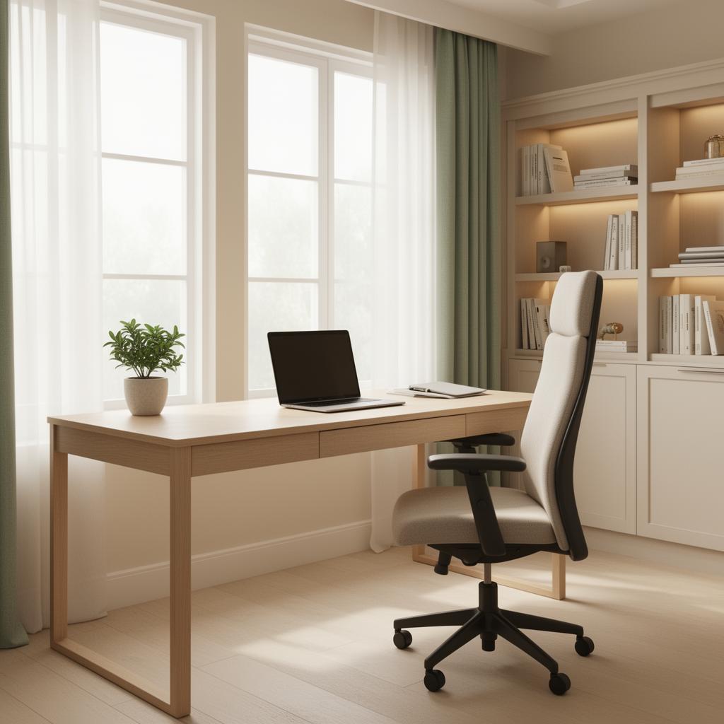 Serene dedicated workspace with natural light and minimalist desk